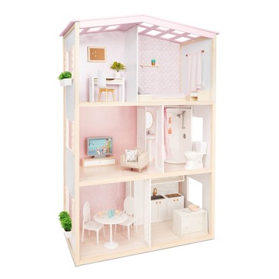 Doll house doll accessories doll bedroom Toys for little girls Favorite doll, Blanket for doll Pink doll set bedding for doll 18
