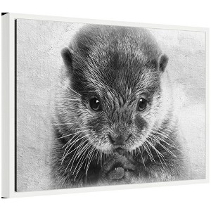 Kate & Laurel All Things Decor 24"x18" Sylvie Adorable Cute Otter Prayer Framed Canvas by Simon Te of Tai Prints White - 1 of 4