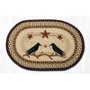 Earth Rugs Rustic Oval Patch Tread Rug – Crow and Barn Stars Design 20"x30" - 1 of 3