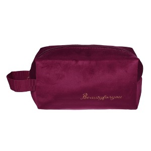Unique Bargains Portable Flannel Travel Cosmetic Bag 1 Pc - 1 of 3