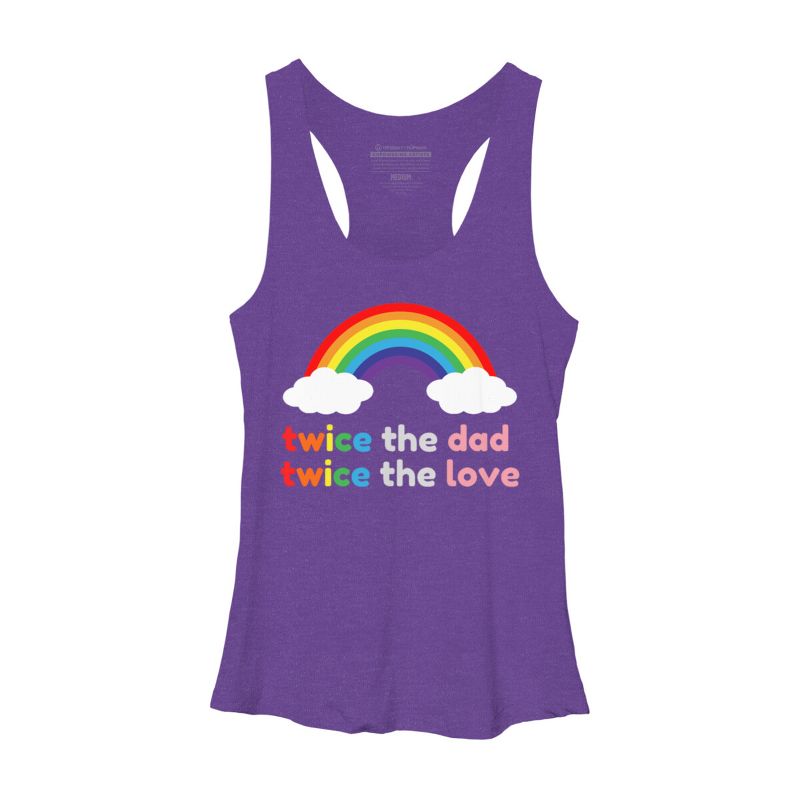 Adult Design By Humans Rainbow Twice The Dad & Love By Racerback Tank Top, 1 of 3