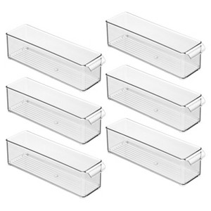 iDesign Stackable Fridge Storage Bin with Handle, Set of 6, Clear, Made in USA - 1 of 4