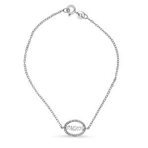 Haus of Brilliance Silver Diamond Accent MOM Charm Bracelet - 1 of 4