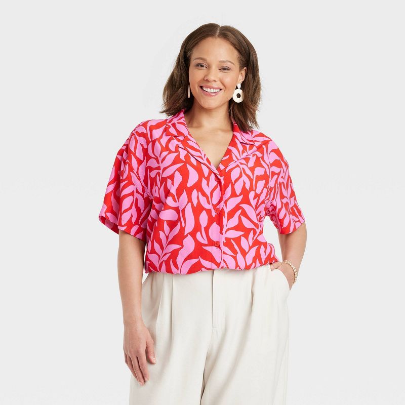 Women's Crepe Short Sleeve Button-Down Shirt - A New Day™, 1 of 7