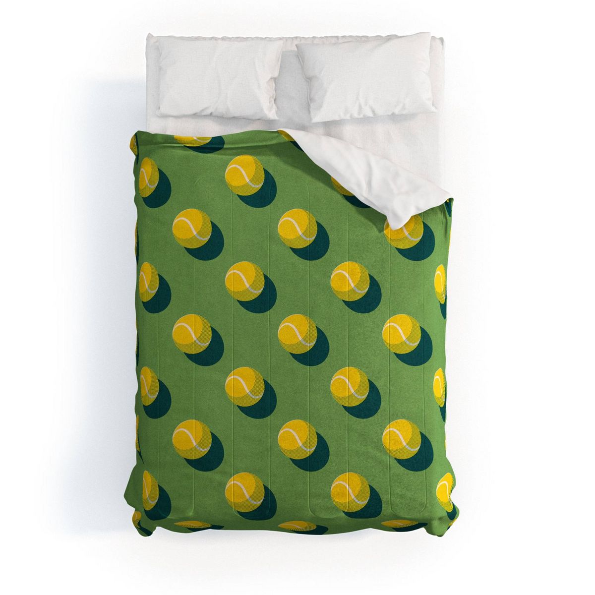 Deny Designs Daniel Coulmann Tennis Grass Court Pattern Kids' Comforter Bedding Set Green