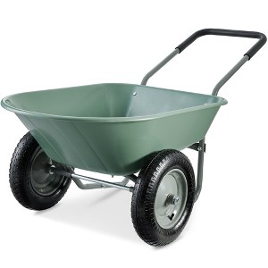Best Choice Products Dual-Wheel Home Wheelbarrow Yard Garden Cart for Lawn, Construction - 1 of 4