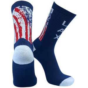 Topsox Lacrosse LAX USA tattered Flag Crew socks (L) - 1 of 1