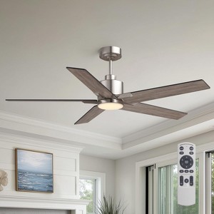 Siljoy 52 Inch Ceiling Fans with Lights and Remote Control for Bedroom, Modern Nickel Ceiling Fan with Quiet Reversible DC Motor, 3CCT, Dimmable - 1 of 4