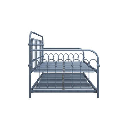 Stone Blue Twin Metal Daybed with Trundle and Slats