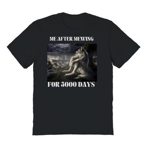 Rerun Island Men's After Mewing For 5000 Days Short Sleeve Graphic Cotton T-Shirt - Black S - 1 of 4