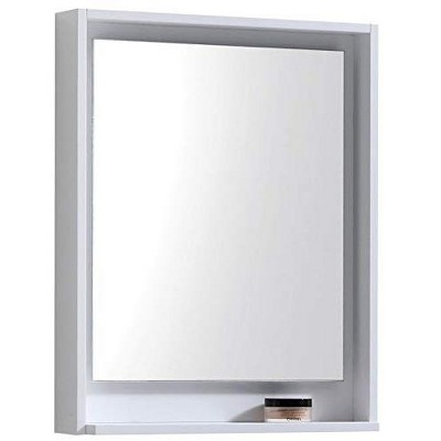 Kube Bath Bosco 24Inch Framed Mirror With Shelve - Gloss White Finish