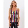 Allegra K Women's Metallic Shiny Party Deep V Neck Spaghetti Straps Cami Tops - 3 of 4
