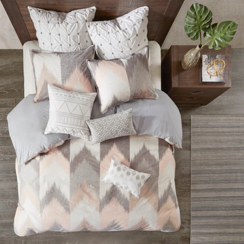 3pc Full Queen Alpine Cotton Duvet Cover Mini Set Blush Target