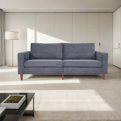 NicBex 82.67 Inch Linen Upholstered Couch 3-Seater Sofa with Wood Legs for Living Room,Office,Apartment