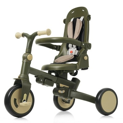 Sillysis 7-in-1 Foldable Baby Tricycle,Toddler Trike with Parent Handle,Canopy,Guardrail & Removable Pedals,Push Bike for Kids 12-72 Months