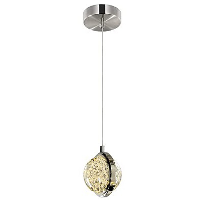 CWI Lighting Salvador 4 in LED Integrated Polished Nickel Pendant