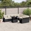 vidaXL 10 Piece Patio Sofa Set with Cushions Black and Cream Poly Rattan - 2 of 4