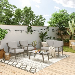 HAPPATIO 4-Piece Outdoor Patio Furniture Set , Aluminum Outdoor Conversation Set Perfect for Porch, Deck, Garden - 1 of 4