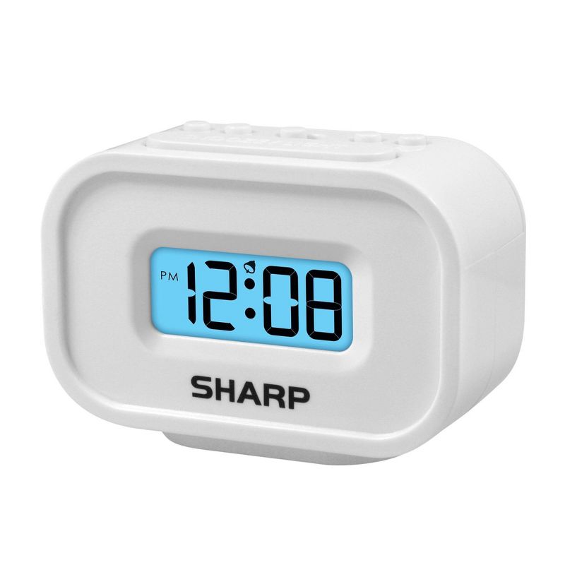 Compact Battery Operated Digital Alarm Clock White - Sharp, 3 of 5