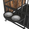 Dog House with Rremovable Ttray, Double-Door Dog House, lift Panel, 360 Degree Rotation -3 Height Adjustable Feeding Bowls - 3 of 4