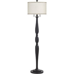 Regency Hill Clemet Farmhouse Rustic Traditional 66" Tall Standing Floor Lamp Column Pull Chain Metal Black Finish Living Room Bedroom House Reading - 1 of 4