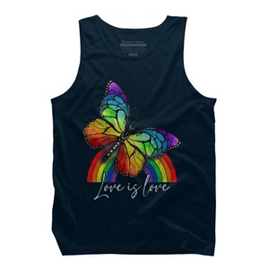Adult Design By Humans Love is Love Butterfly Rainbow Pride By SummerFunnyTank Top - 1 of 2