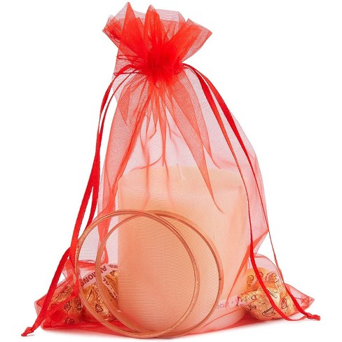 100pcs Sheer Organza Drawstring Jewelry Candy Bags Pouch Packing Wedding Favor 