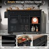 Ridstar 53.8 in. W Kitchen Storage Island with 2 Sliding Barn Door & Drop Leaf For Home, Kitchen & Dining Room-Black - 4 of 4