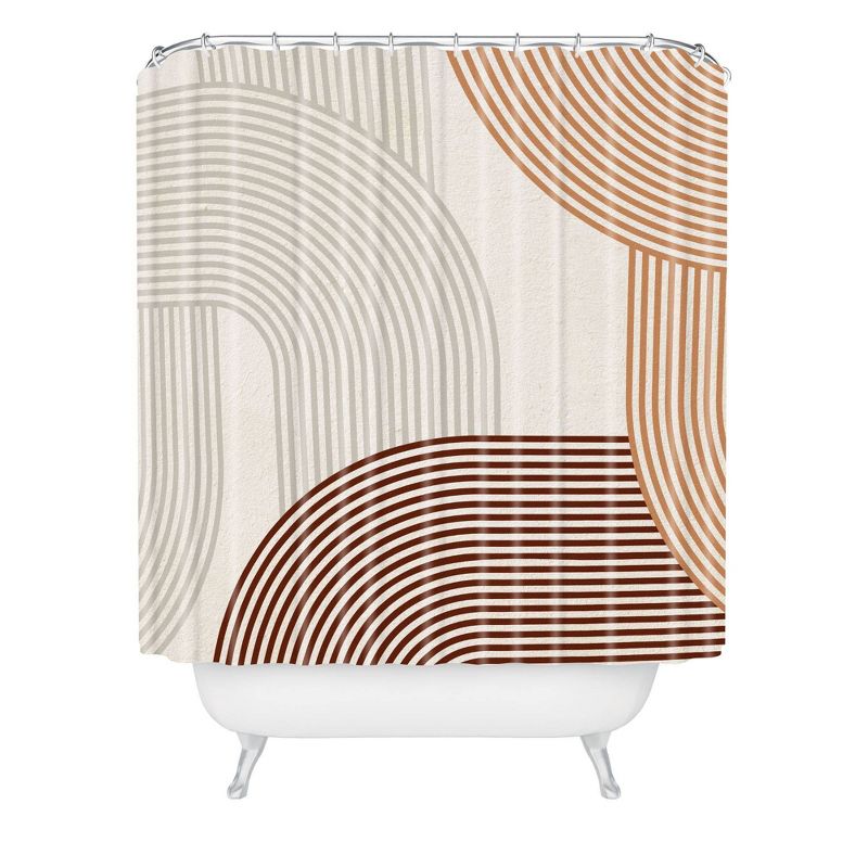 Iveta Abolina Mid Century Line Art Shower Curtain Brown - Deny Designs, 1 of 5