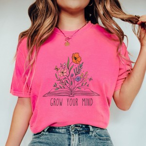 Simply Sage Market Grow Your Mind Floral Garment Dyed Tee - 1 of 4