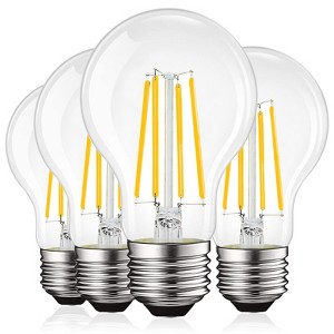 Luxrite Vintage A19 LED Light Bulbs 100 Watt Equivalent, 1600 Lumens, 3000K Soft White, Dimmable, 12W, Damp Rated, UL Listed, E26 Medium Base 4 Pack - 1 of 4