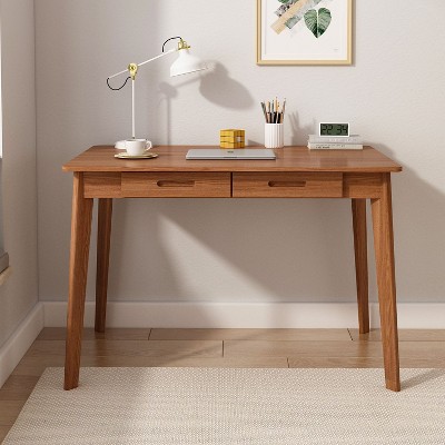 Famapy 39.3"W Brown Modern Design Writing Desk With 2 Drawers