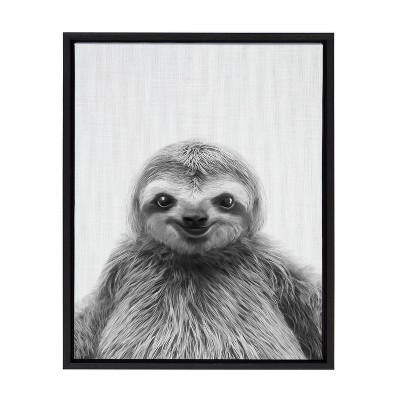 18" x 24" Sylvie Sloth Framed Canvas by Simon Te Tai Black - Kate & Laurel All Things Decor