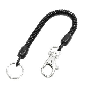 Unique Bargains Metal Spiral Coil Design Keyring Chain Strap with Lobster Clasp Black - 1 of 4