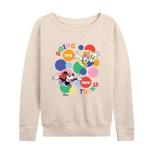 Women's - Disney - Doing Our Own Thing Lightweight French Terry Wide Neck Long Sleeve Shirt - 1 of 4