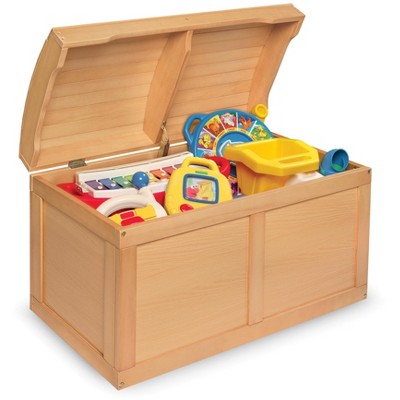Natural Wood Barrel Top Toy Chest with Safety Hinge