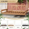 Twin Size Acacia Wood Porch Swing Bed with 16.4ft Hemp Ropes, 350lbs Capacity, Hanging Swing for Patio, Garden, or Backyard Relaxation - 4 of 4