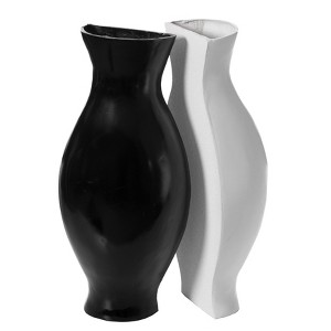 Uniquewise Tall Narrow Vase, Sleek Split Vase, Modern Floor Vase, Decorative Gift, Vase for Interior Design, 24.5 Inch Vase, Set of Black and white - 1 of 4