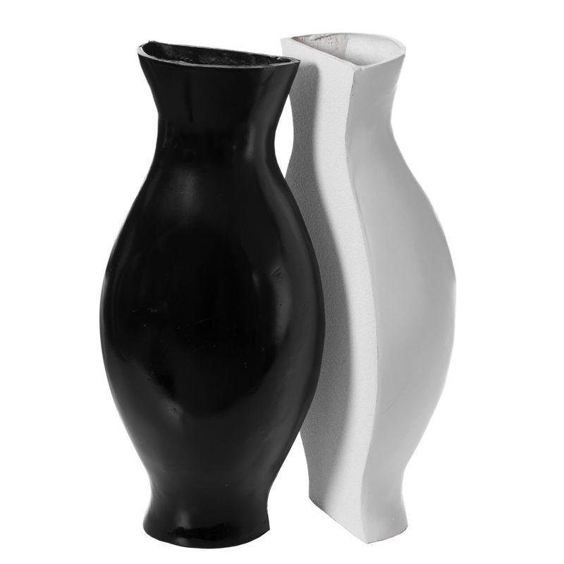 Uniquewise Tall Narrow Vase, Sleek Split Vase, Modern Floor Vase, Decorative Gift, Vase for Interior Design, 24.5 Inch Vase, Set of Black and white, 1 of 6