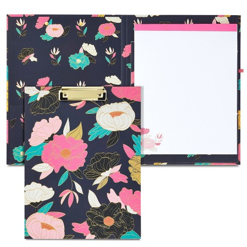 Hongri Clipboard Folio with Refillable Lined Notepad and Interior Storage Pocket for Students, Classroom, Office, Women, Man, Cute Custom Pattern
