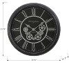 Sleek Transitional 23 Inch Round Wall Clock with Grey Metal Gears ...