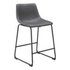 HomeRoots Set of Two 24" Charcoal and Black Faux Leather and Steel Counter Height Bar Chairs - 4 of 4