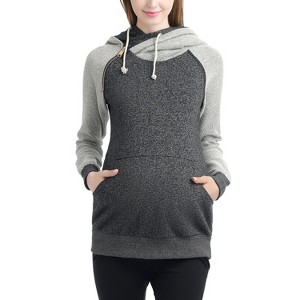 Pokkori Maternity Asymmetrical Zip Hoodie - 1 of 3