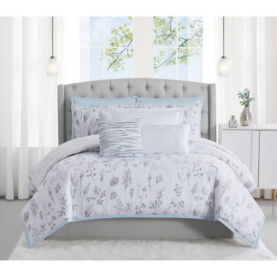 Queen 3pc Fairfield Duvet Cover Set White/Gray - Charisma