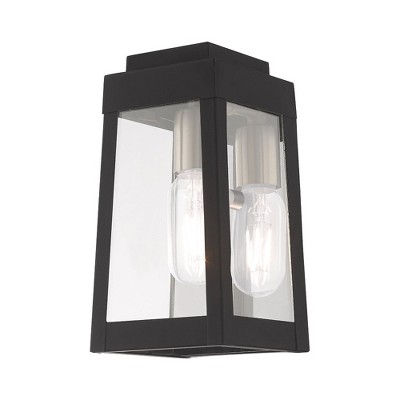 Oslo Sleek Black Outdoor Wall Lantern with Clear Glass