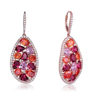 Guili Sterling Silver 18K Rose Gold Plated Dangle Earrings with Cubic Zirconia Accents, A Chic and Elegant Pair for Any Occasion - 1 of 3