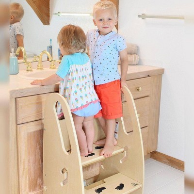 Natural Birchwood Adjustable 3-in-1 Growing Step Stool