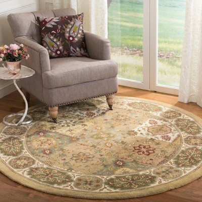Elegant Ivory Wool 6' Round Hand-Tufted Area Rug