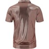 Mens Shirt Zip Polo Shirts Short Sleeve Shiny Shirt Outfits Party Costume Top - 3 of 4