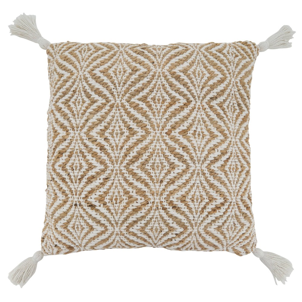 Photos - Pillowcase 20"x20" Oversize Woven Jute Square Throw Pillow Cover - Saro Lifestyle